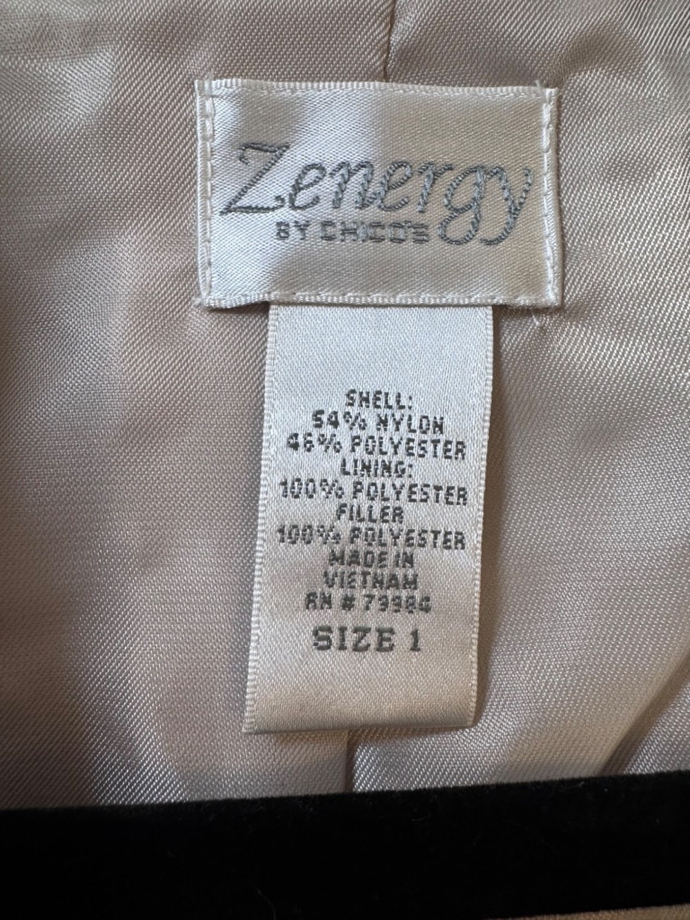 Zenergy by Chico’s Quilted Vest Beige Champagne Metallic Zip Front Size 1 - Picture 10 of 11